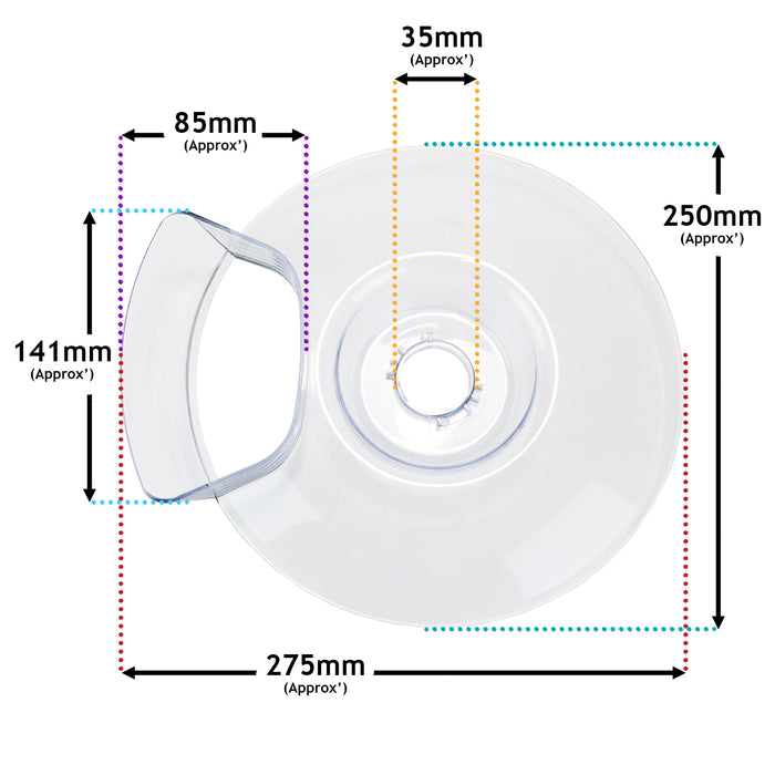 Mixing Bowl Splash Guard Lid With Chute Opening For Kenwood MultiOne Stand Mixer Food Processor