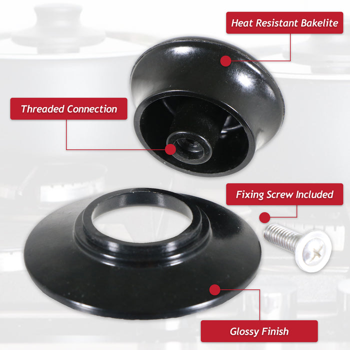 Pan Lid Knob Handle Kitchen Cookware Black Round Bakelite Hand Grip Replacement