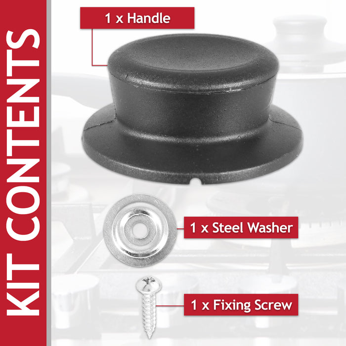 Pan Lid Knob Handle Kitchen Cookware Black Round Curved Hand Grip Replacement