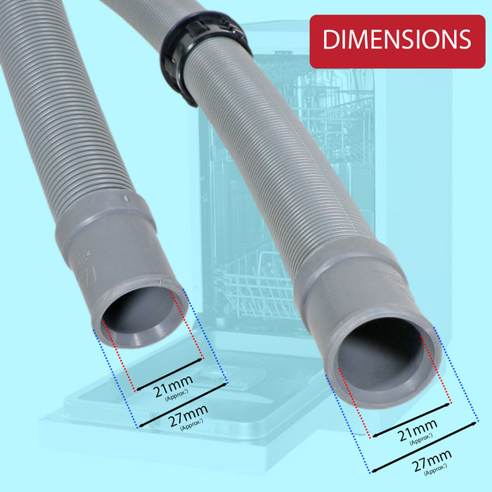 Dishwasher Hose Washing Machine Drain Pipe 21mm Straight 1.6m Universal