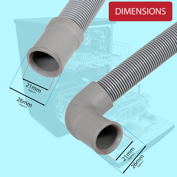 White Knight Dishwasher Internal Hose DW1460WA Inner Drain Pipe 21mm 673000903015 12676000000947
