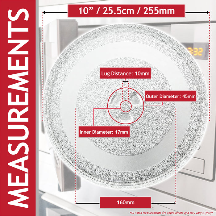 Microwave Glass Turntable Plate for Panasonic NN-E28JBMBPQ 20 Litre 255mm