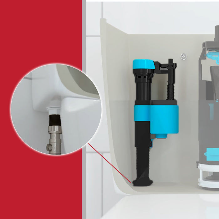 Toilet Cistern Fill Valve Universal 1/2" BSP Adjustable Water Float Inlet (Bottom Entry)