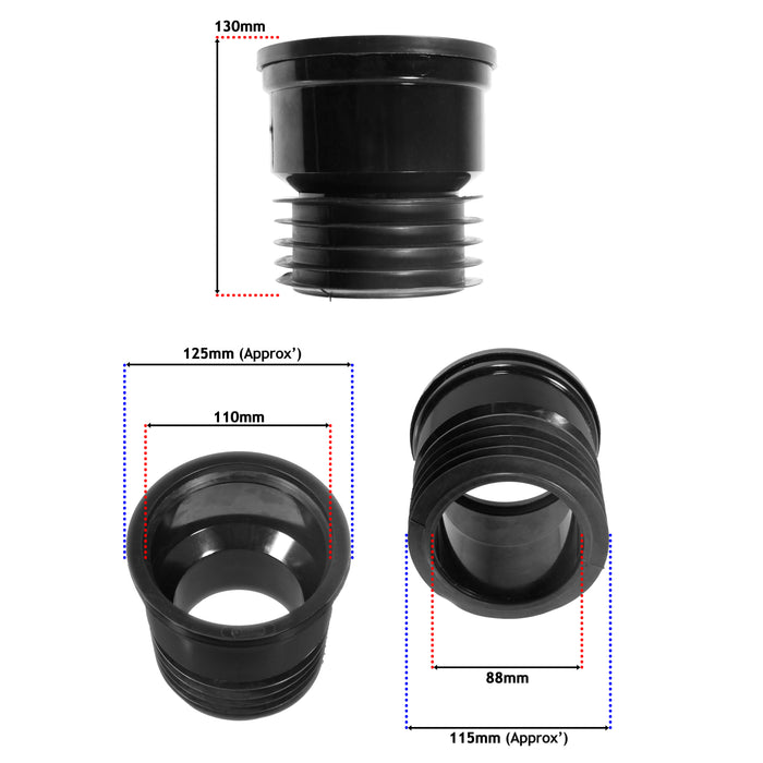 110mm / 4" Soil Pipe to Clay / Cast Iron Push Fit Waste Drain PVC Connector Adaptor