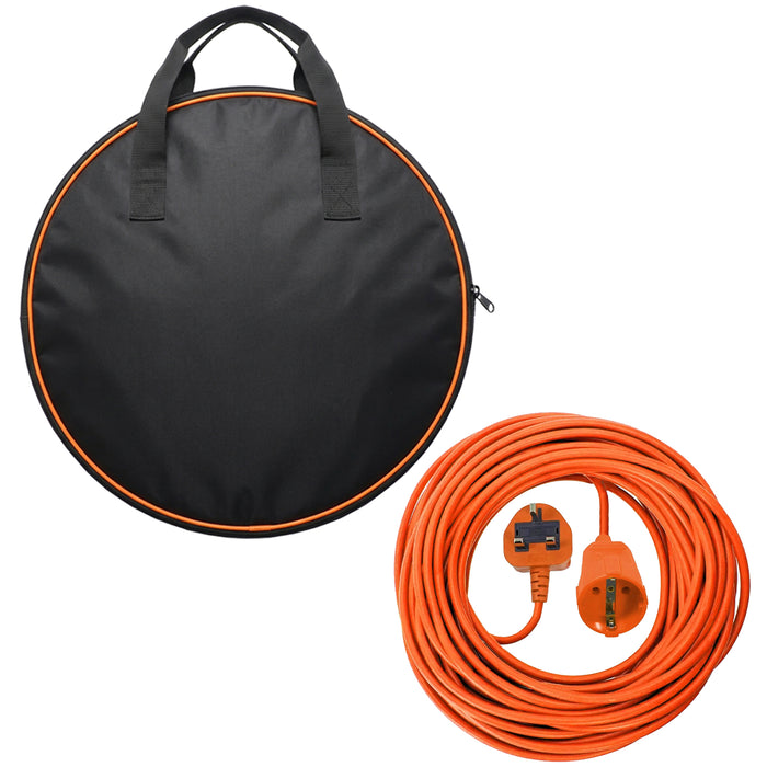 Power Cable for Qualcast Lawnmower Trimmer Strimmer 10M Mains UK Plug 3 Pin + Bag