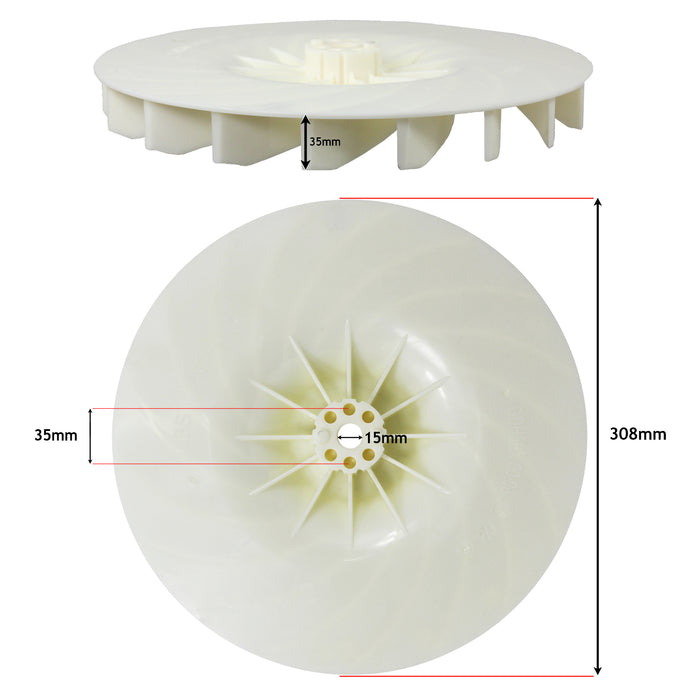 Blade for Titan TTB1019HVM Lawnmower 36cm Replacement + Impeller Fan