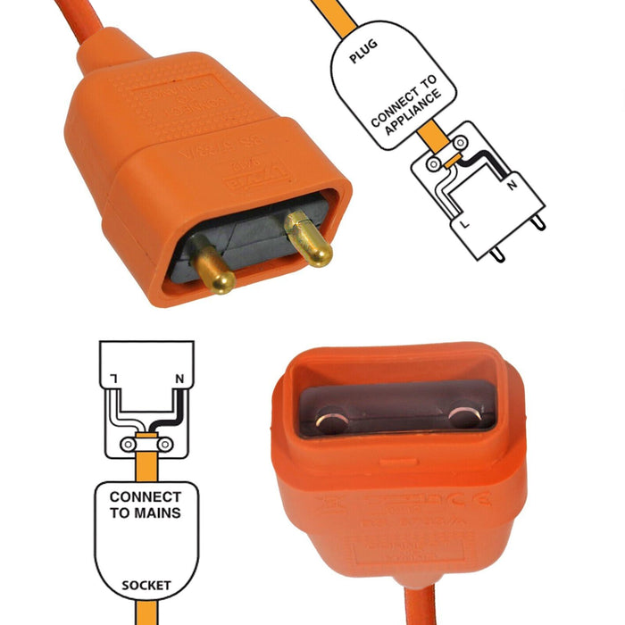 Lawnmower Cable Repair Kit Coupler 2 Core Pin Socket Plug Strimmer Trimmer