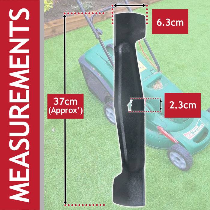 Metal Blade for Qualcast RM37 MEB1437M M2EB1437M M2EB1537M RM37RF Lawnmower (37cm) + Fixing Screw