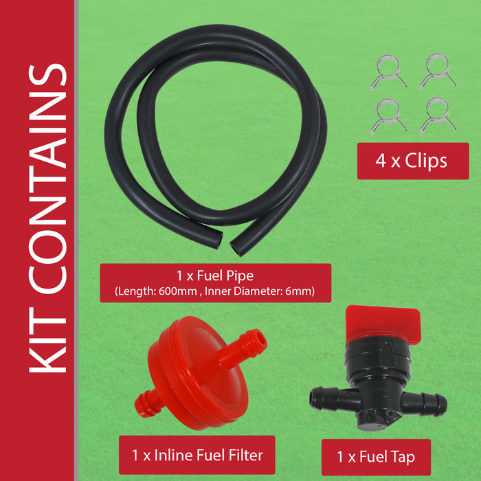 Fuel Pipe Kit for Kawasaki Lawnmower Connection Tank Engine 60cm Inline Tap Clip