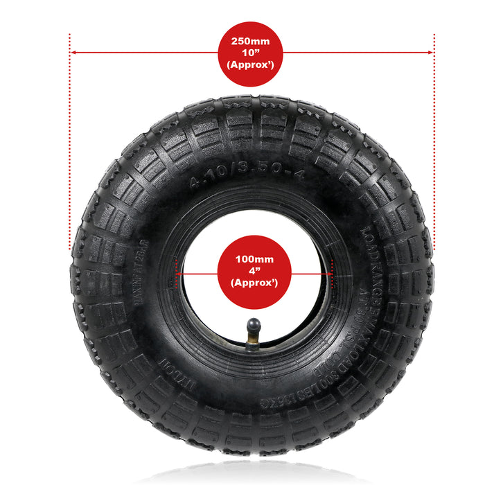 Wheelbarrow Wheel Tyre and Inner Tube (4.10-4 3.50-4, 30psi) 4 inch cart trolley