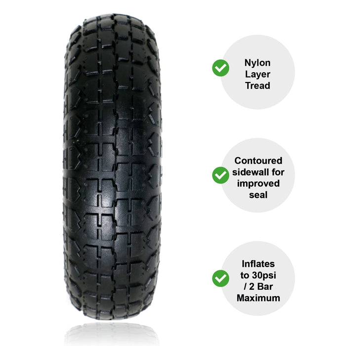 Wheelbarrow Wheel Tyre and Inner Tube (4.10-4 3.50-4, 30psi) 4 inch cart trolley x 2