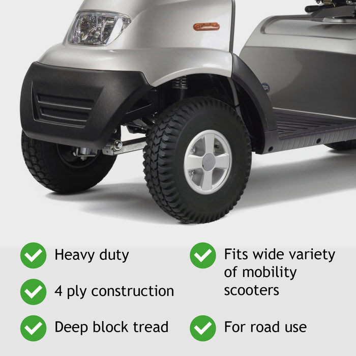 Mobility Scooter Tyre 3.00 x 4 Solid Block Tread 300-4 300x4 260x85 No Puncture x 2
