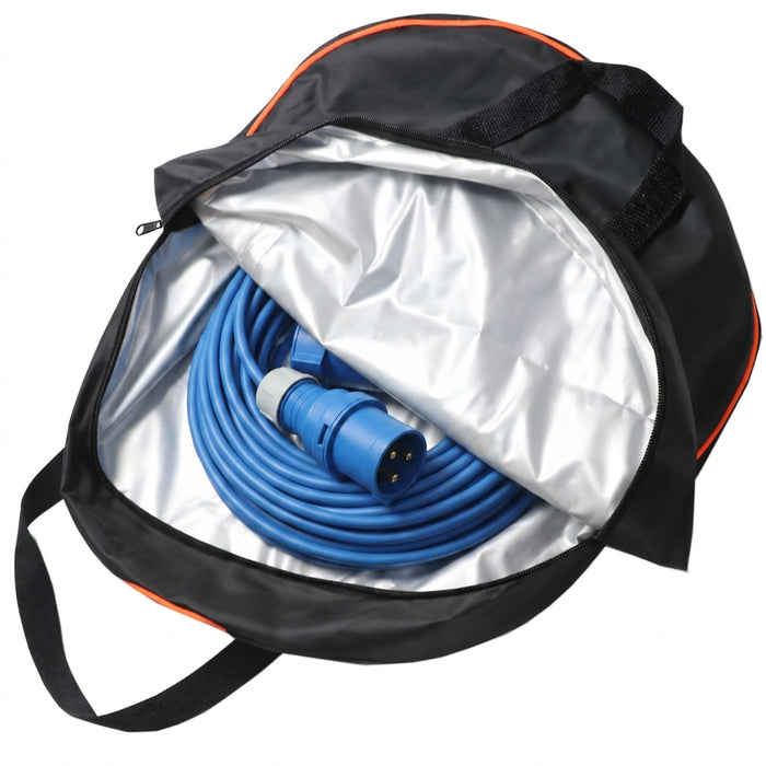 16A Extension Lead 14m 240V 1.5mm Extra Long Outdoor Construction Site Generator Power Cable (Blue) + Storage Bag