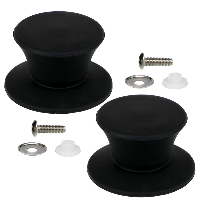 UNIVERSAL Pan Lid Handle 47m Black Silicone Saucepan Steamer Glass Pot Knob x 2