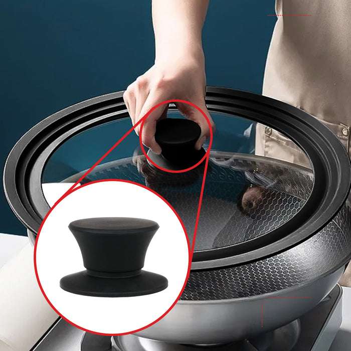 UNIVERSAL Pan Lid Handle 47m Black Silicone Saucepan Steamer Glass Pot Knob