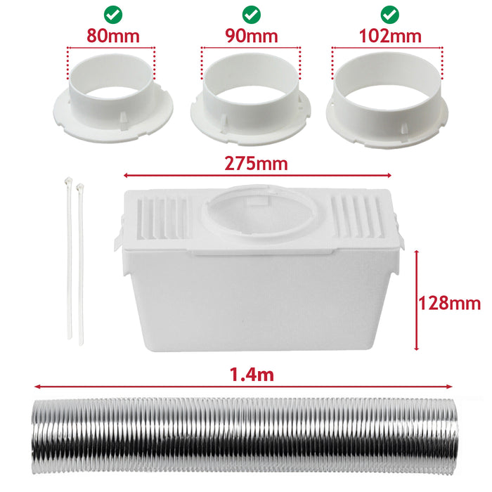 Tumble Dryer Vent Kit for Candy Hoover Aluminium Venting Hose + 3 x Adaptor 1.4m