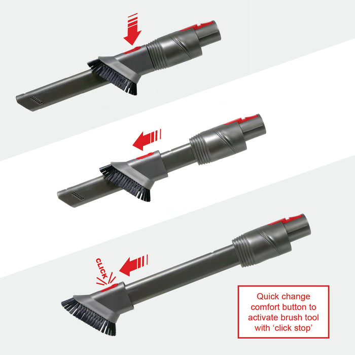 Long Crevice Tool Brush 2-in-1 For DYSON V7 V8 V10 SV10 SV11 SV12 400mm Angled