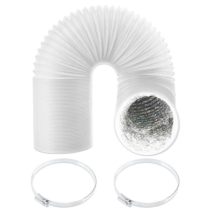 Universal Tumble Dryer Vent Hose 4" x 2.5m PVC Aluminium Foil Insulated Duct Outlet Pipe + Clamp Clips