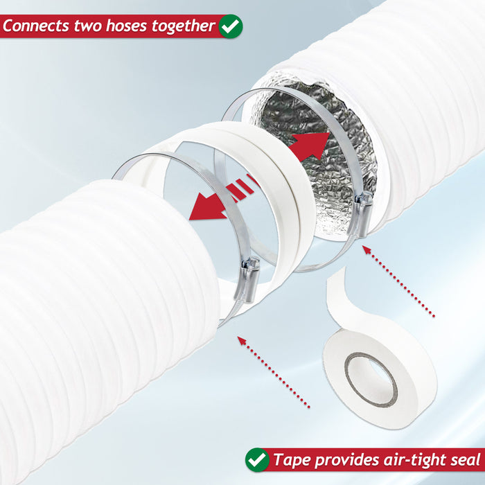 Universal HVAC Vent Hose 5" x 2.5m PVC Aluminium Foil Insulated Duct Exhaust Outlet Pipe Extension Kit
