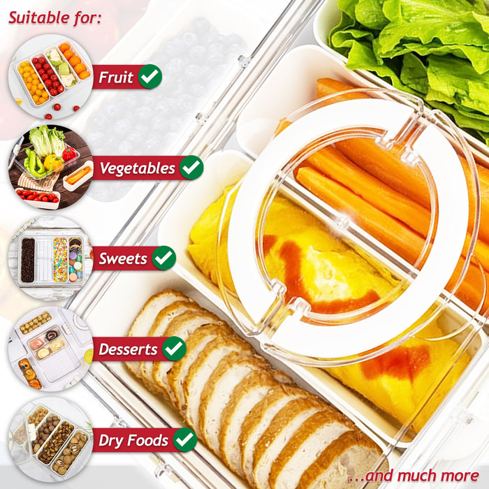 Food Storage Container with Securing Clips Lid and 4 Removable Divider Compartments (Large)
