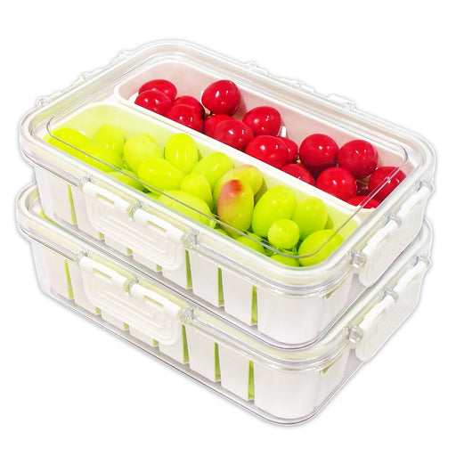 Food Storage Containers with Securing Clips Lid and 2 Removable Divider Compartments (Small, Pack of 2)