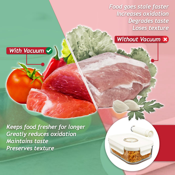 Vacuum Food Storage Glass Container with Securing Clips Lid + Manual Sealing Pump (Small, 630ml)