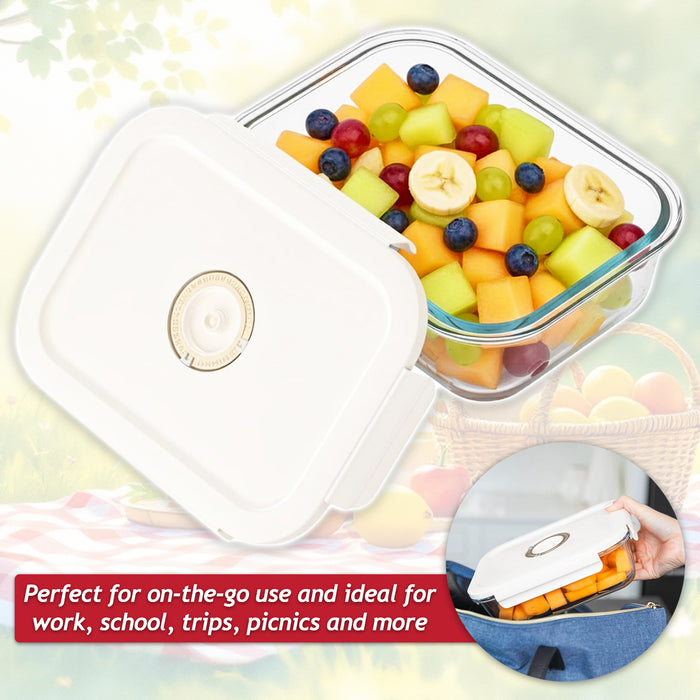 Vacuum Food Storage Glass Container with Securing Clips Lid + Manual Sealing Pump (Small, 630ml)