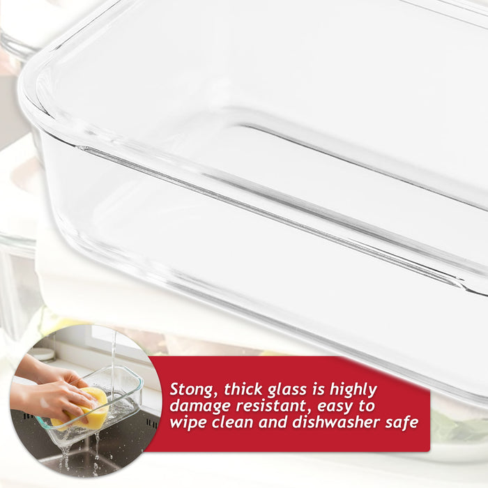 Vacuum Food Storage Glass Containers with Securing Clips Lids (Small, Medium, Large) + Manual Sealing Pump