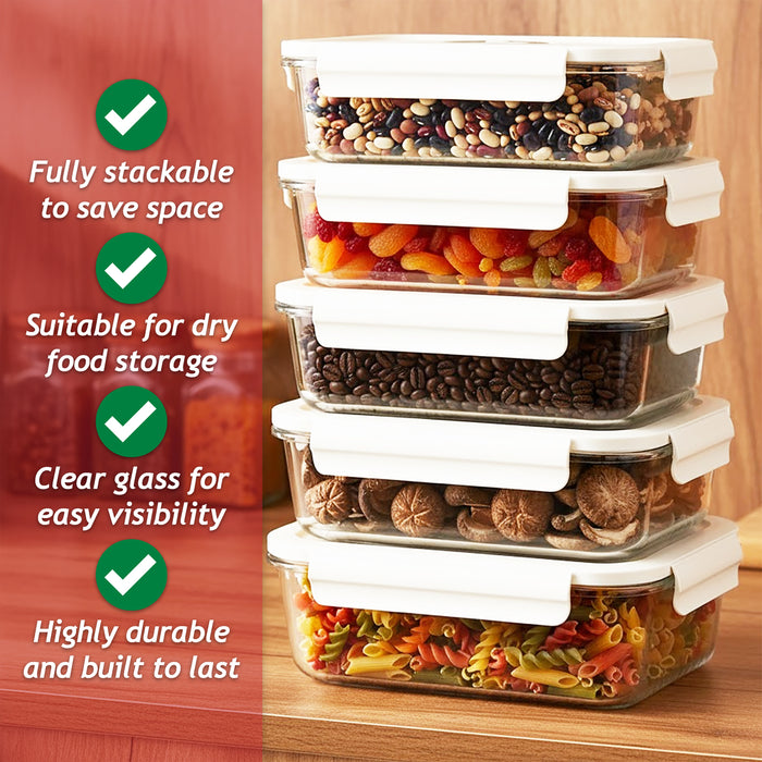 Vacuum Food Storage Glass Container with Securing Clips Lid + Manual Sealing Pump (Large, 1480ml)
