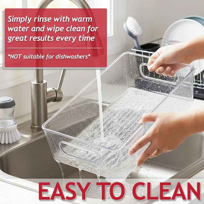 Storage Container Organiser Trays Clear Fridge Food Drink Pantry Cupboard Household Storing Drawers Small Medium Large Set (Pack of 9)