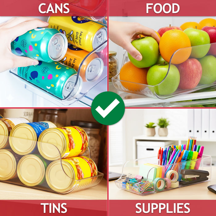 Can Dispenser Fridge Container Clear Pantry Tin Food Drink Supply Shelf Storage Organiser Drawers (Pack of 4)
