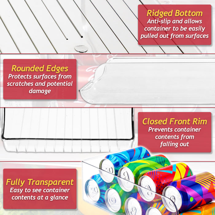 Can Dispenser Fridge Container Clear Pantry Tin Food Drink Supply Shelf Storage Organiser Drawers (Pack of 4)