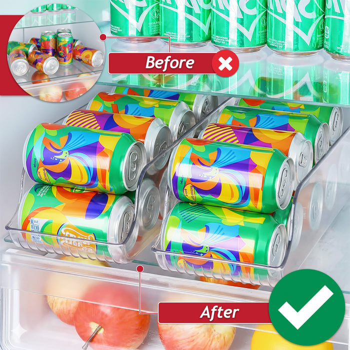 Can Dispenser Fridge Container Clear Pantry Tin Food Drink Supply Shelf Storage Organiser Drawers (Pack of 4)