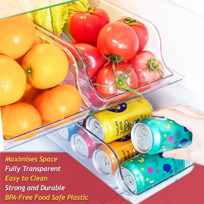 Can Dispenser Fridge Container Clear Pantry Tin Food Drink Supply Shelf Storage Organiser Drawers (Pack of 4)