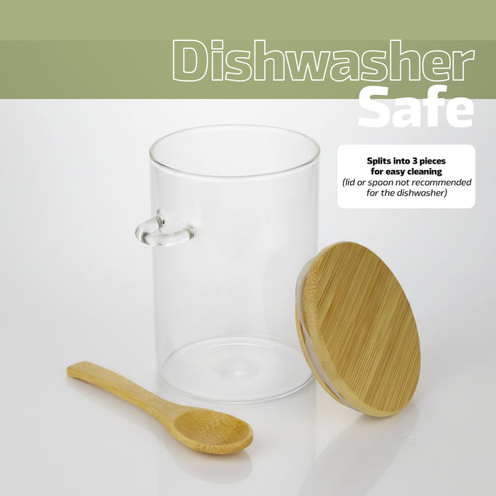 Glass Jar Airtight with Lid Spoon Overnight Oats Food Container 530ml (2 Pack)