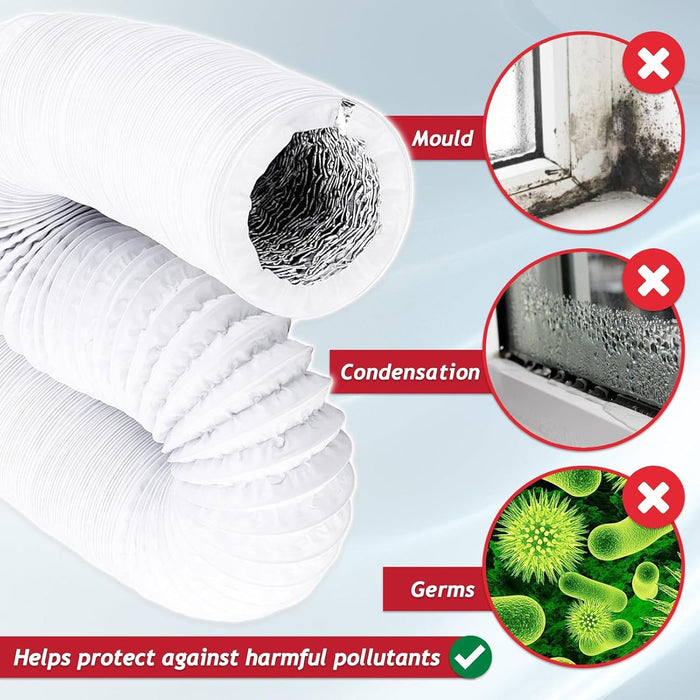 Cooker Hood Vent Hose 5" 6m Universal Aluminium Foil Insulated Extractor Pipe