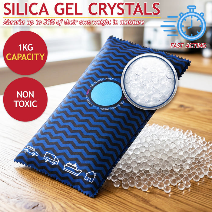 Reusable Dehumidifier Car Home Moisture Absorber Silica Gel Desiccant Bag with Non-Slip Mat (1KG)