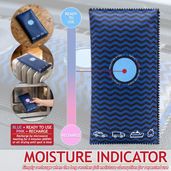 Reusable Dehumidifier Car Home Moisture Absorber Silica Gel Desiccant Bags with Non-Slip Mats (1KG, Pack of 2)