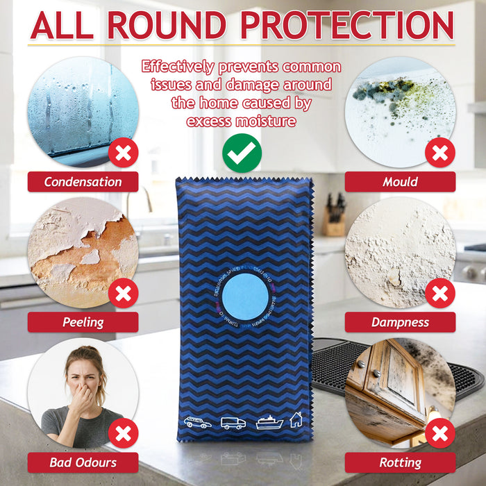 Reusable Dehumidifier Car Home Moisture Absorber Silica Gel Desiccant Bags with Non-Slip Mats (1KG, Pack of 2)