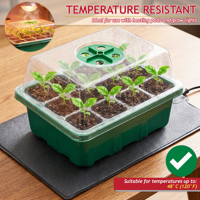 Seed Starting Propagator Tray Garden Plant Seedling Germination Starter Grow Kit (Pack of 10, 120 Cells)
