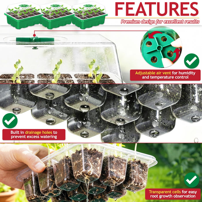 Seed Starting Propagator Tray Garden Plant Seedling Germination Starter Grow Kit (Pack of 20, 240 Cells)
