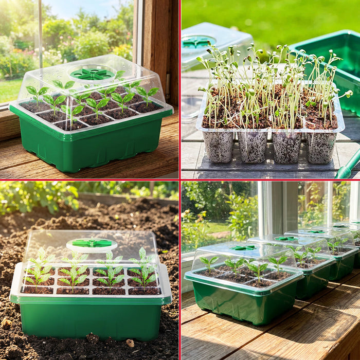 Seed Starting Propagator Tray Garden Plant Seedling Germination Starter Grow Kit (Pack of 20, 240 Cells)