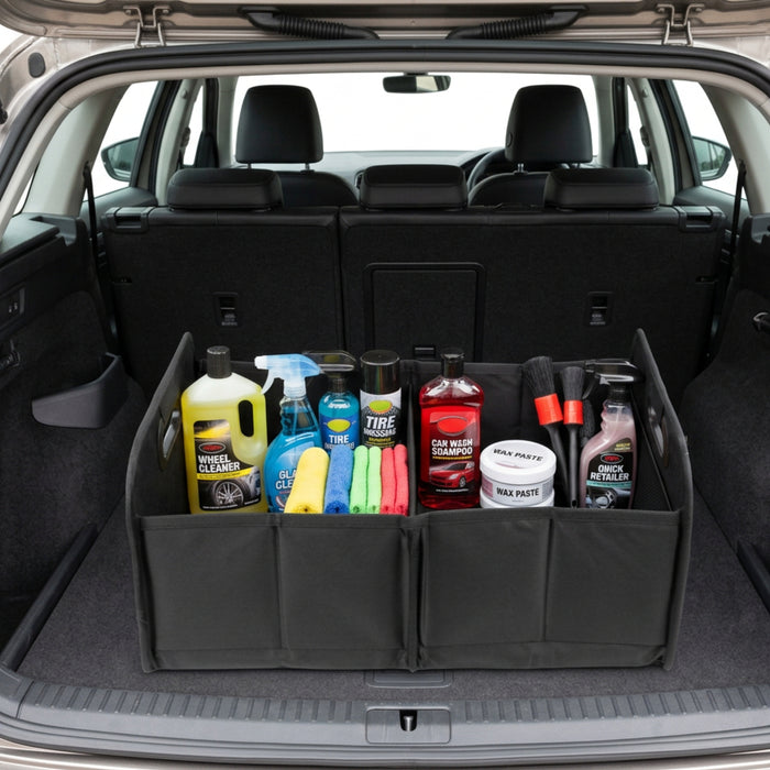 Car Boot Organiser with Mesh Pocket Washable Collapsible Non-slip Storage x 2