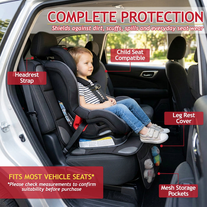 Universal Car Seat Cover Protectors with Storage Pockets for Child Seats Dogs Kids Pets (Pack of 2)
