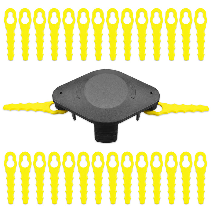 Blade Connection Head for Ryobi Grass Strimmer Trimmer + 30 Replacement Heavy Duty Blades (RAC155 RAC157 RAC158)