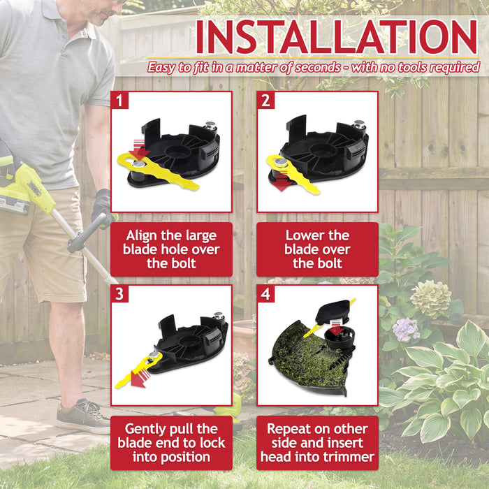 Blade Connection Head for Ryobi Grass Strimmer Trimmer + 30 Replacement Heavy Duty Blades (RAC155 RAC157 RAC158)