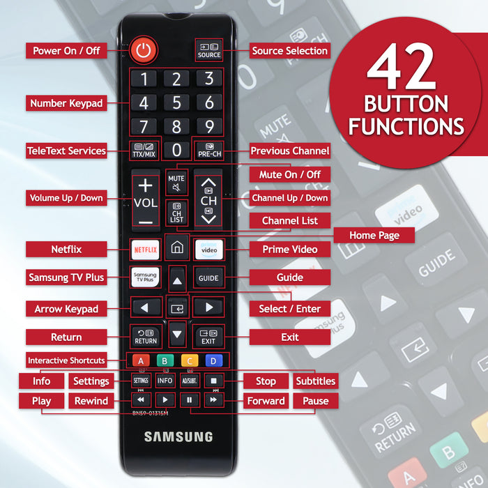 Samsung Smart TV Remote Control BN59-01315M GQ QE UE Series 1080p 4K QLED UHD Television Controller