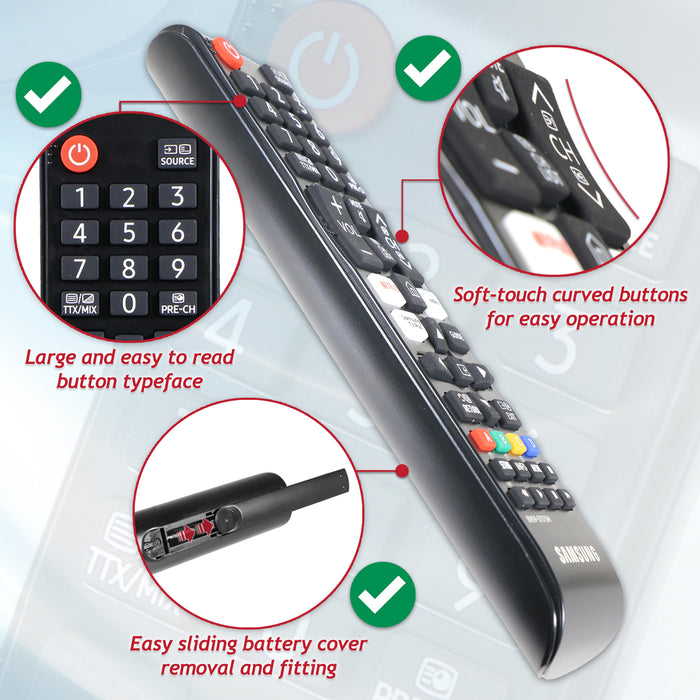 Samsung Smart TV Remote Control BN59-01315N GQ QE UE Series 1080p 4K QLED UHD Television Controller
