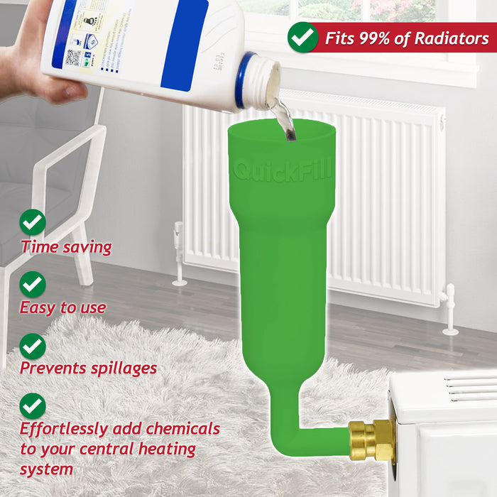 Central Heating Leak Sealer Concentrate Liquid (500ml Bottle) + Radiator Dosing Funnel Tool + Draining Tub