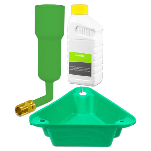 Central Heating Inhibitor Concentrate Liquid (500ml Bottle) + Radiator Dosing Funnel Tool + Draining Tub